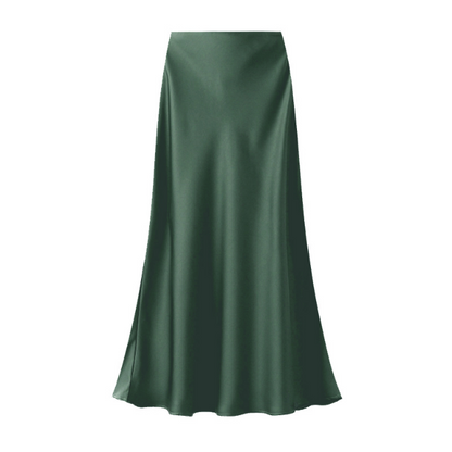 Forest Green Satin Maxi Skirt