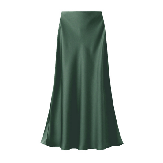 Forest Green Satin Maxi Skirt