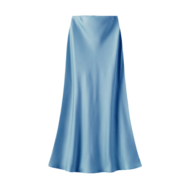 Lake Blue Satin Maxi Skirt