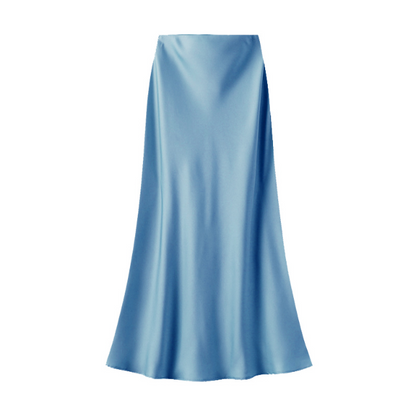 Lake Blue Satin Maxi Skirt