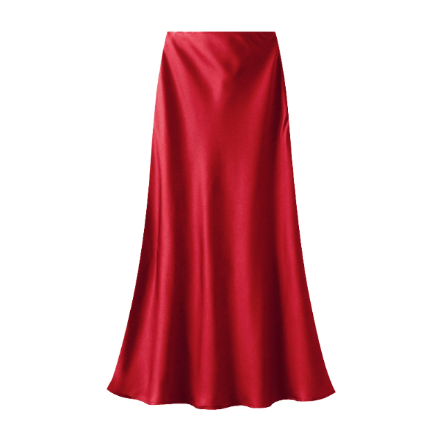 Red Satin Maxi Skirt