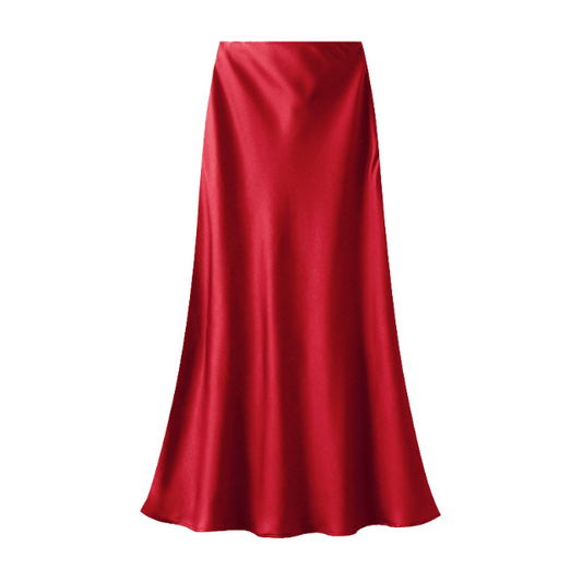 Red Satin Maxi Skirt