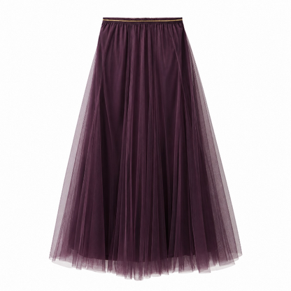 Aubergine Tulle Midi Skirt