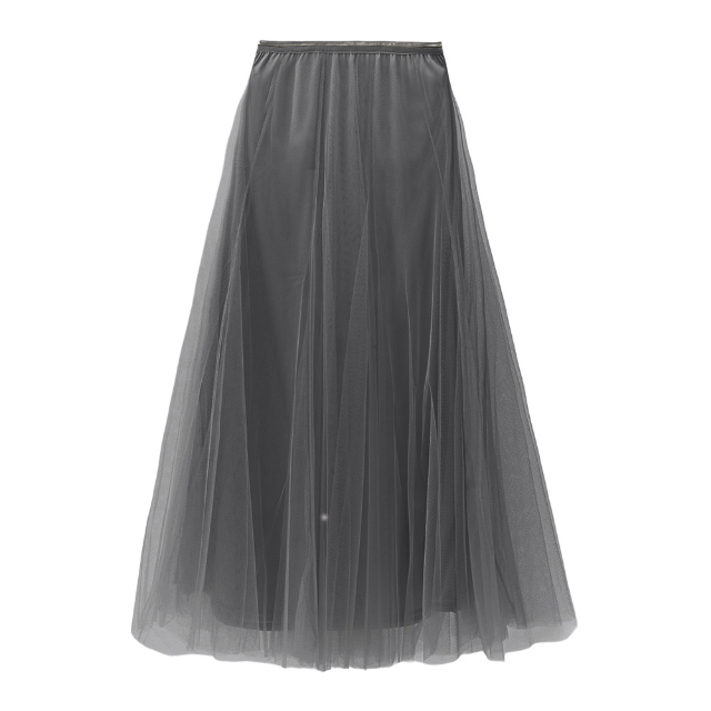 Charcoal Grey Tulle Midi Skirt