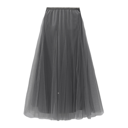 Charcoal Grey Tulle Midi Skirt