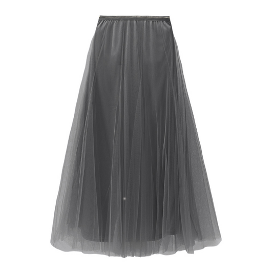 Charcoal Grey Tulle Midi Skirt