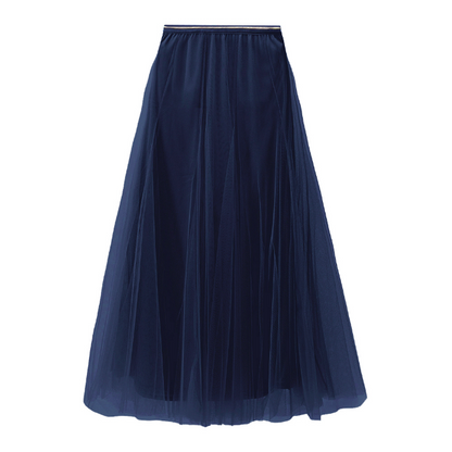 Navy Tulle Midi Skirt