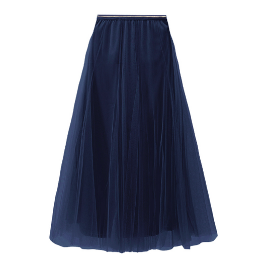 Navy Tulle Midi Skirt