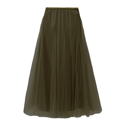 Olive Tulle Midi Skirt