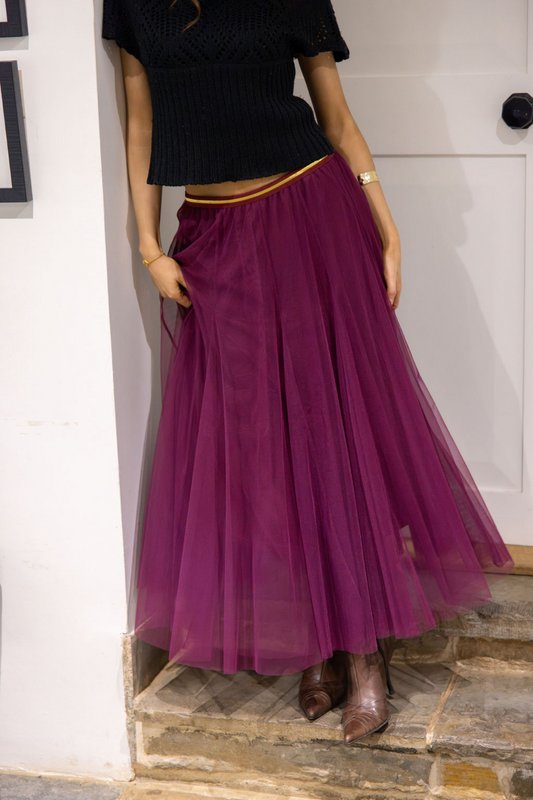 Plum Tulle Midi Skirt - Lucindas on-line