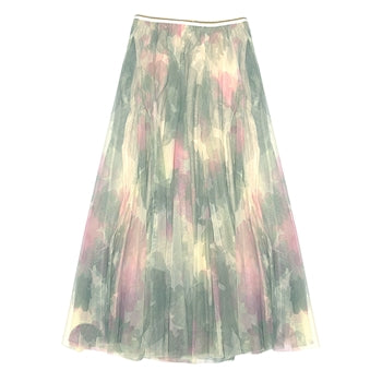 Floral Printed Tulle Midi Skirt