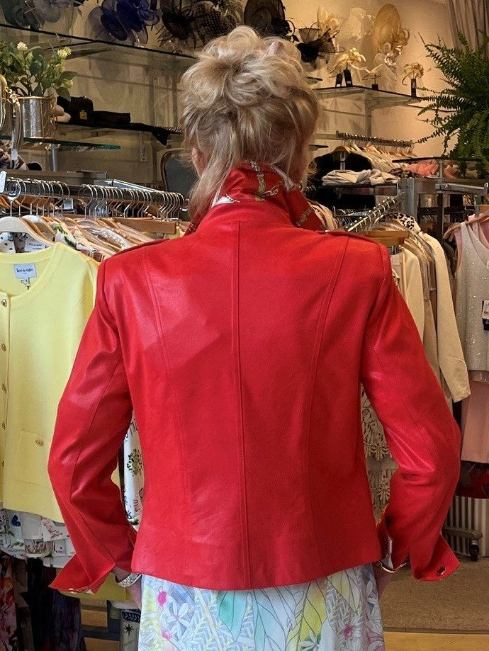 Coral Faux Leather Moto Jacket