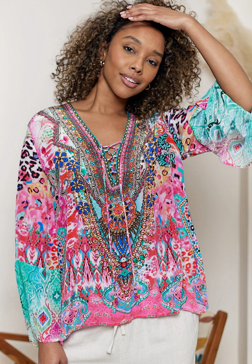 Kaleidoscope Print Viscose Crepe Blouse M038821
