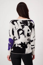 Load image into Gallery viewer, Abstract Purple Print Cotton Knit With Sparkle 807222
