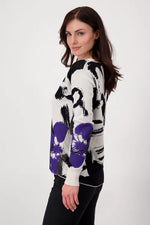 Load image into Gallery viewer, Abstract Purple Print Cotton Knit With Sparkle 807222
