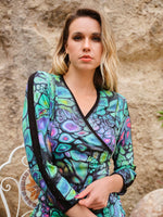 Load image into Gallery viewer, Green Fantasy Print Wrap Top 73661
