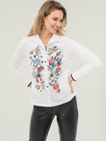 Load image into Gallery viewer, White Button Front Shirt with Abstract Print 73644
