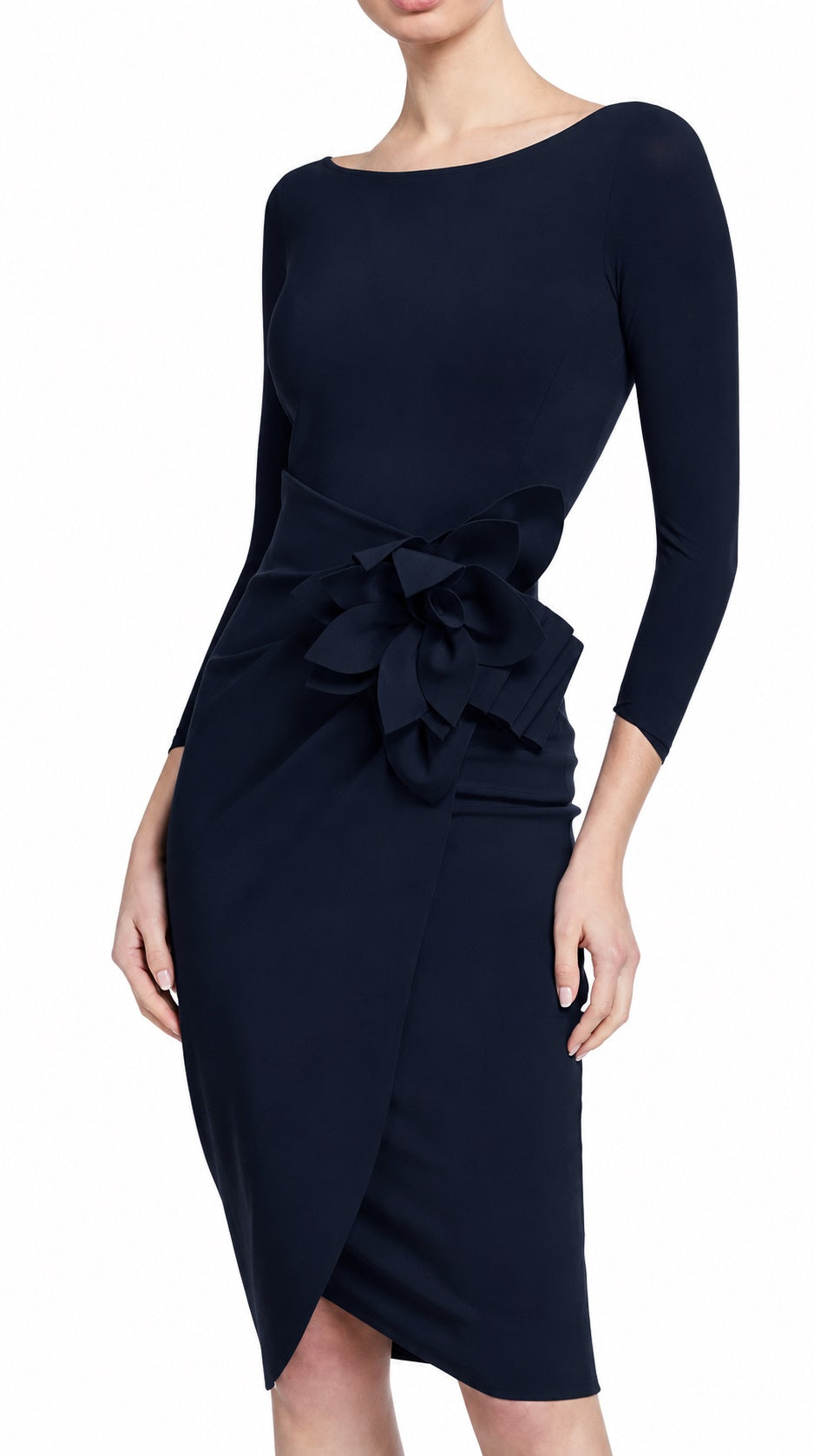 Navy Glenaly 3D Floral Motif Dress