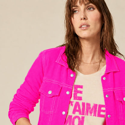 Neon Pink Knit  Wool Jacket