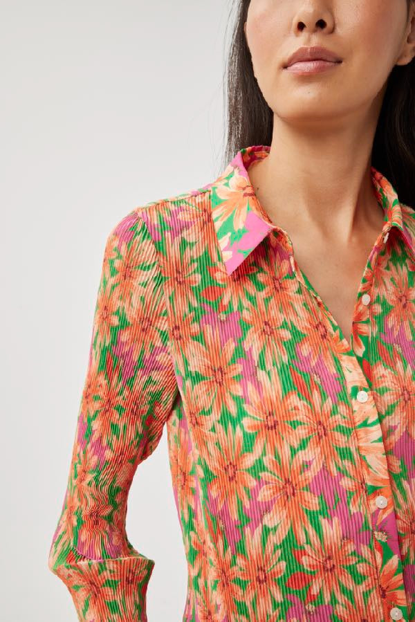 Tropical Print Pleated Shirt OE871