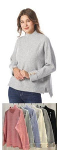 Soft Knit High Neck Jumper with Button Details