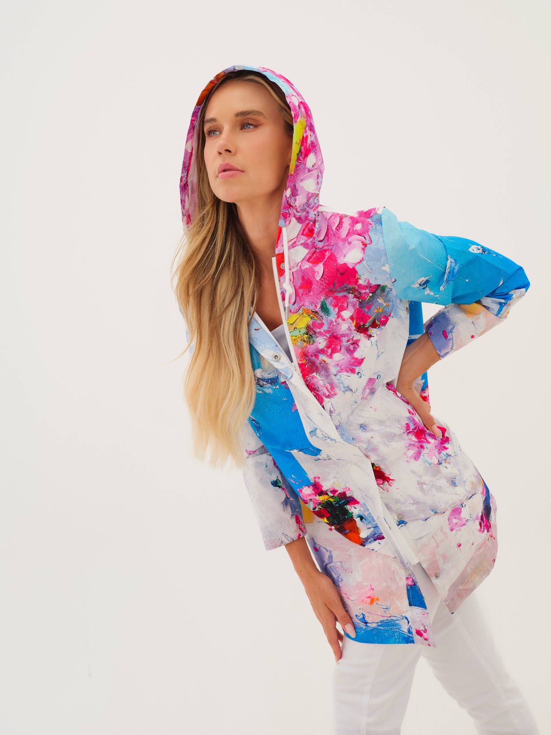 'Summer in Santorini' Rain Jacket - Lucindas on-line