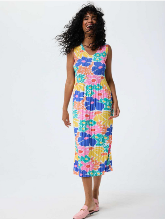 Vibrant Floral Sleeveless Dress YER632