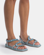 Load image into Gallery viewer, Denim Blue Snake Sandal V251605
