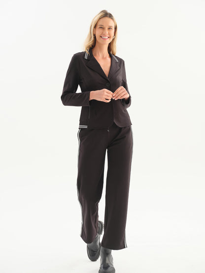 Black Sporty Chic Knit Blazer
