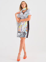 Load image into Gallery viewer, Short Sleeve Side Panelled Print Dress 25607
