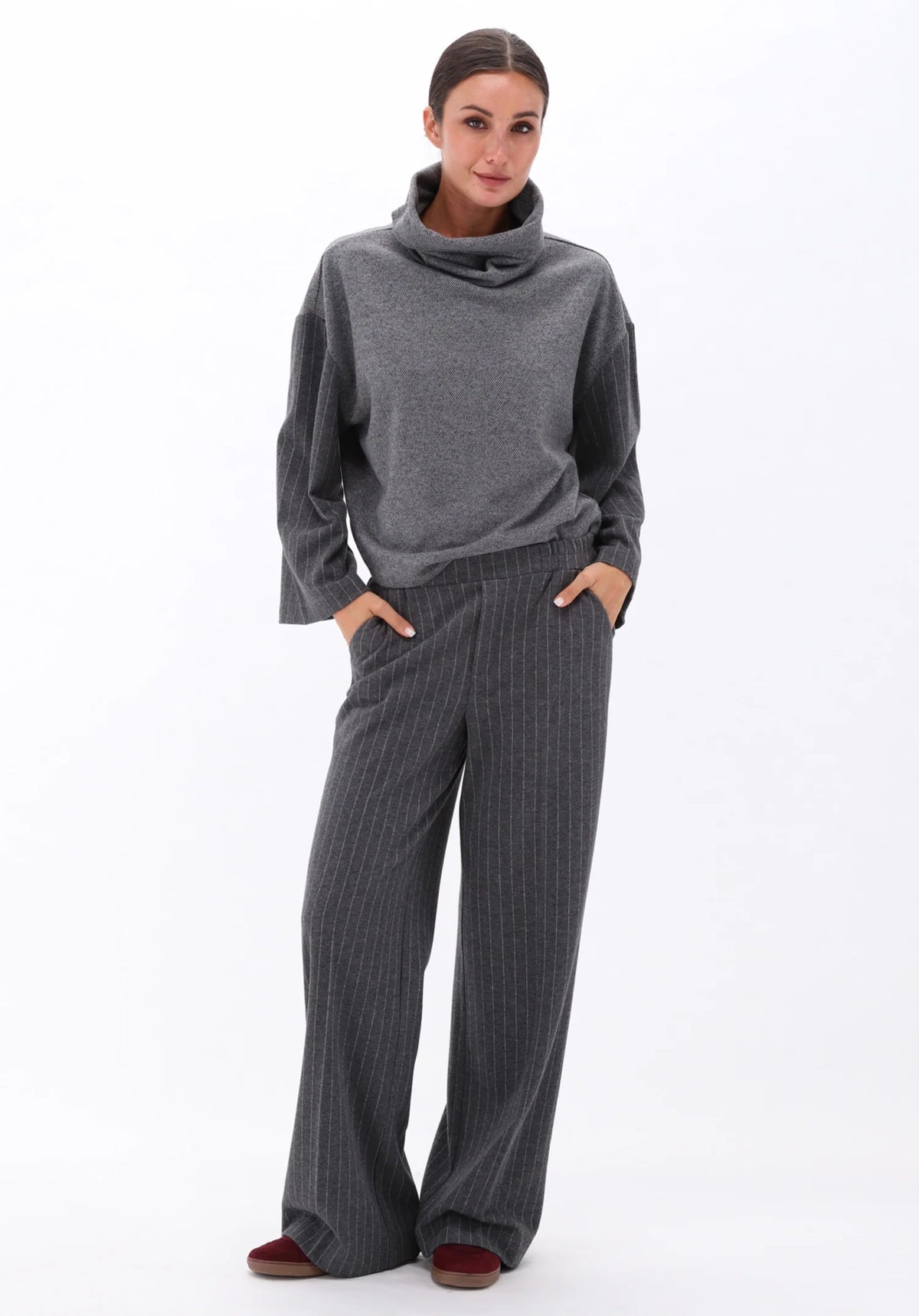 Pinstripe Wide-Leg Trouser
