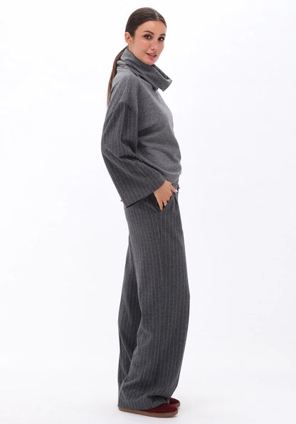 Pinstripe Wide-Leg Trouser