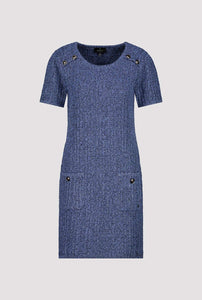 Denim Blue Tweed Style Knitted Dress 408483