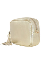 Load image into Gallery viewer, Metallic Gold Leather Camera Bag
