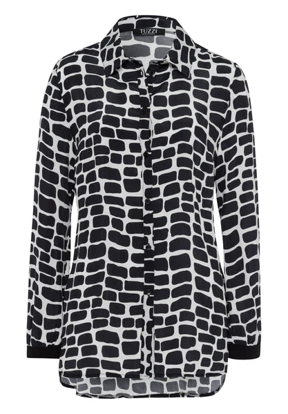 Monochrome Pattern Print Shirt