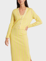 Load image into Gallery viewer, Yellow Checked Knitted Cardigan WC 39.15 M33
