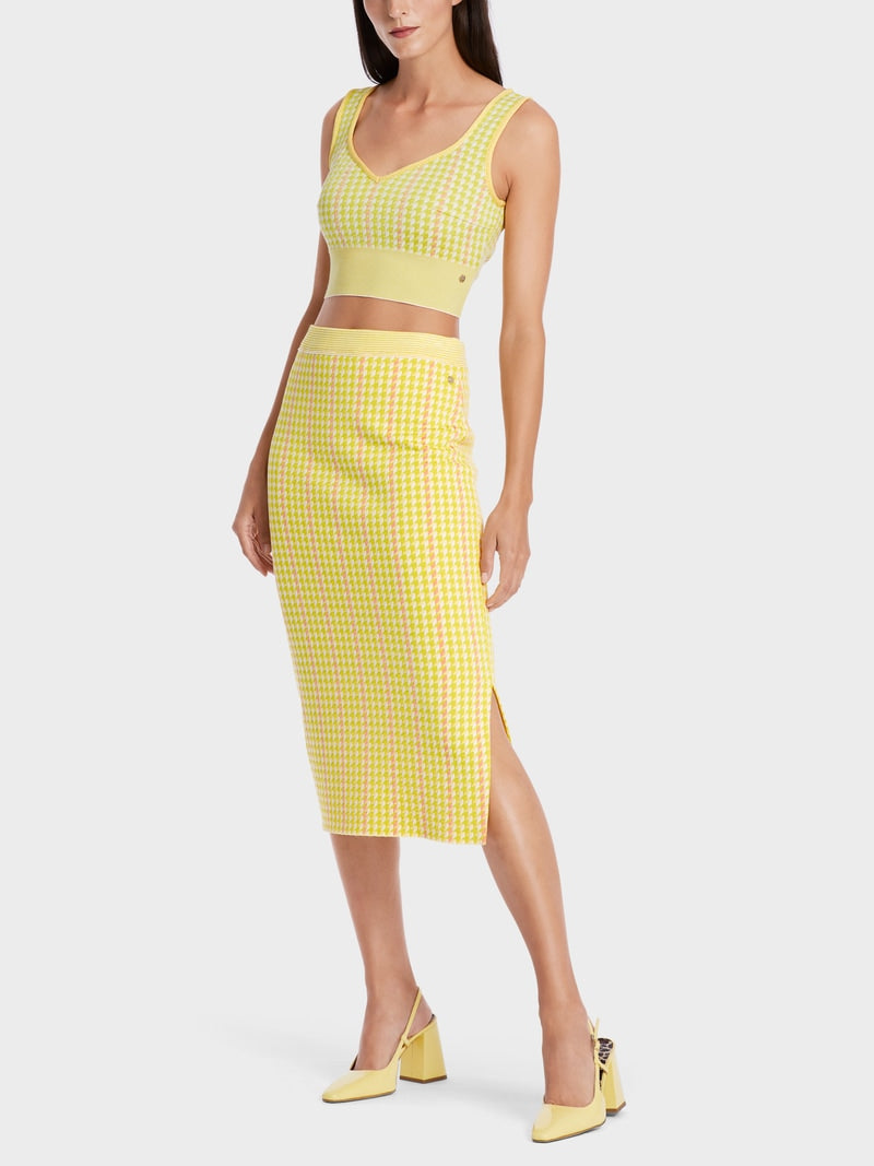 Check Pattern Knitted Pencil Skirt WC 71.07 M33