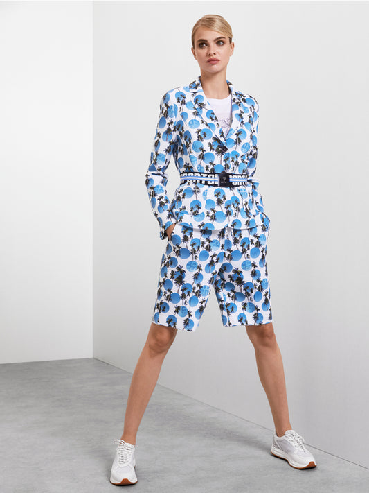 Marc Cain Blue Palm print with dots blazer