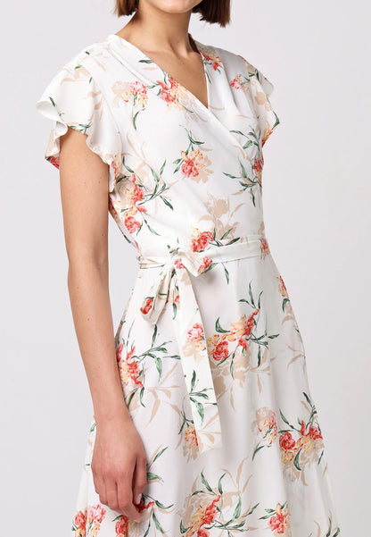 Wrap Maxi Dress in White Floral Print