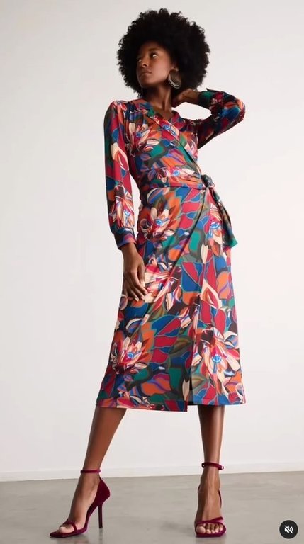 Floral Wrap Midi Dress X214