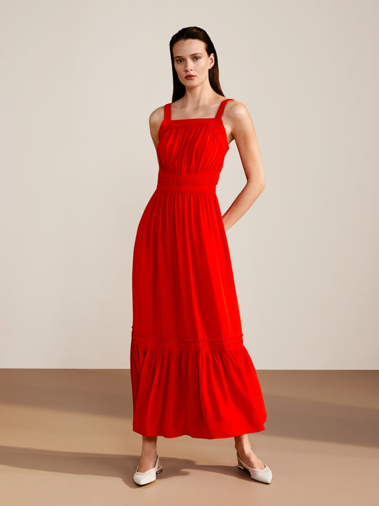 Maxi Summer Occasion Dress with Ruffled Hem