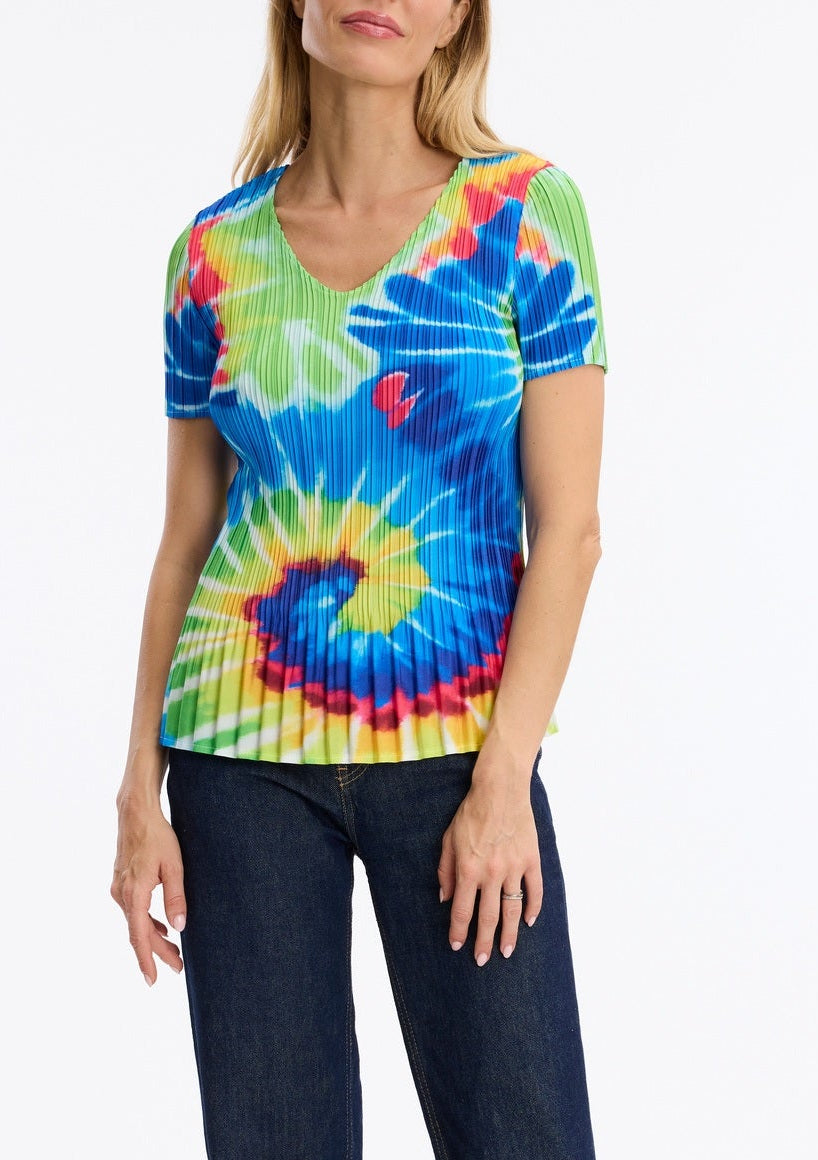 Leo & Ugo Multicolour Tie-Dye Spiral Pleated Top