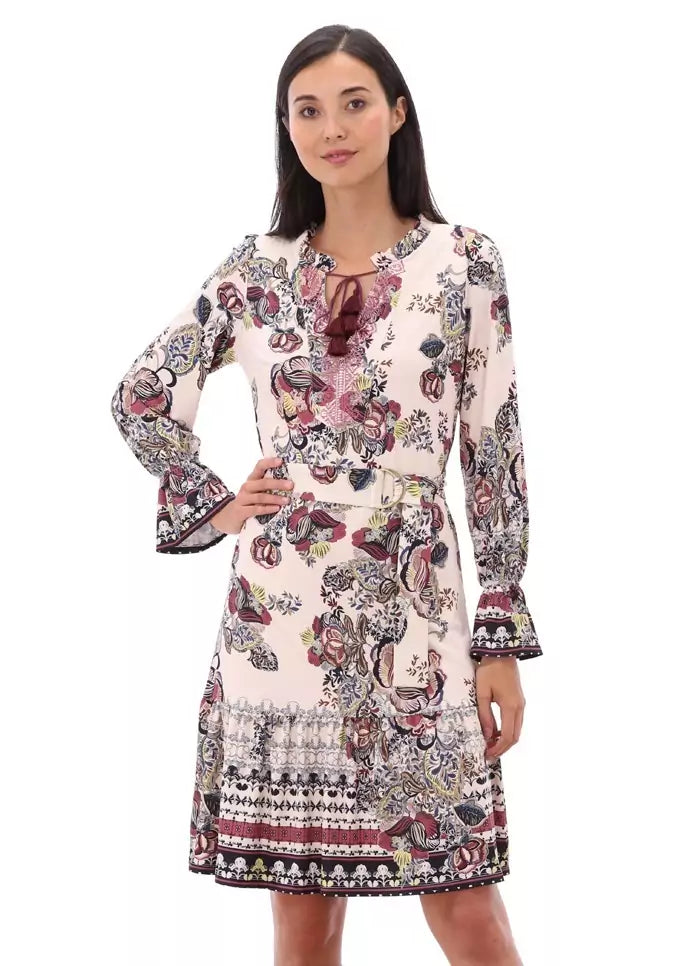 Bohemian Floral and Paisley Print Dress