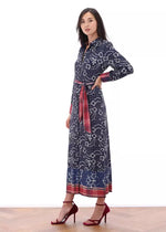 Load image into Gallery viewer, Navy Blue Floral Paisley Shirt Dress Z359
