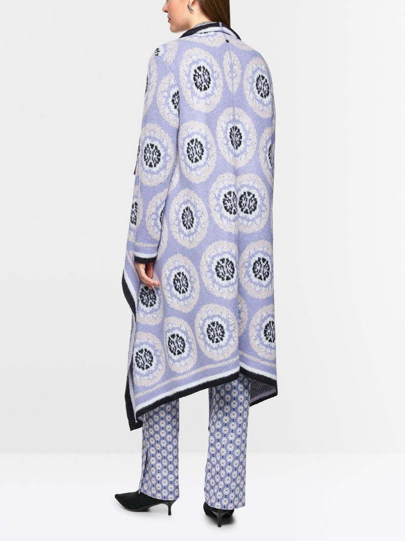 Violet Knitted Wool Coat with Pattern