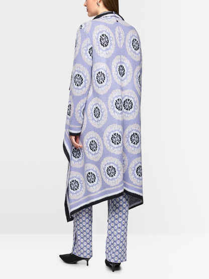 Violet Knitted Wool Coat with Pattern