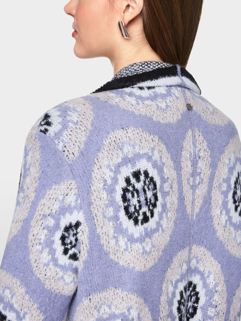 Violet Knitted Wool Coat with Pattern