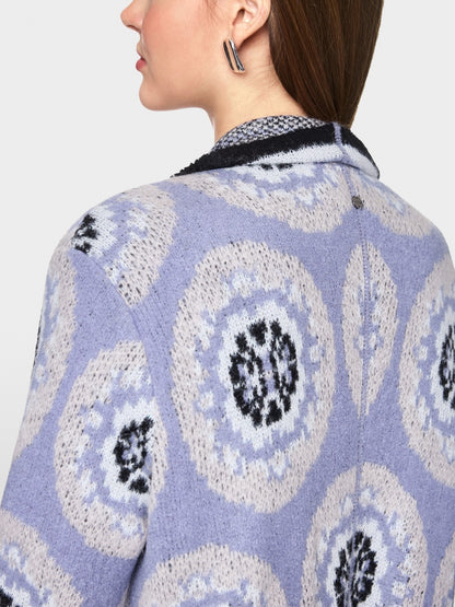 Violet Knitted Wool Coat with Pattern