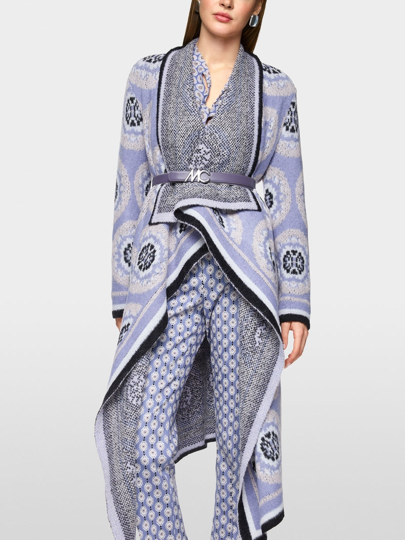 Violet Knitted Wool Coat with Pattern
