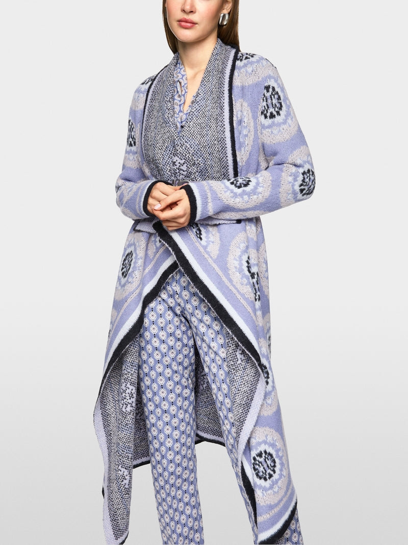Violet Knitted Wool Coat with Pattern